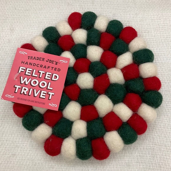 trader joe's Accents Trader Joes Felted Wool Trivet Nwt Round